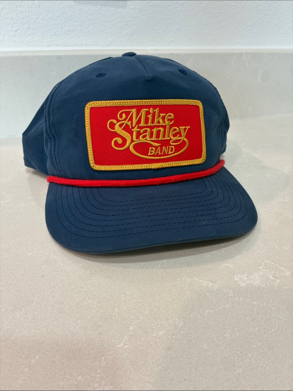 Mike Stanley Band Navy Cap with Red Patch and Rope Detail